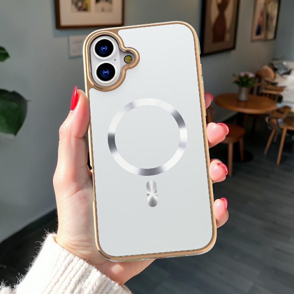 For iPhone 16 Magnetic Case Electroplating Anti-Drop TPU+PC Phone Back Cover