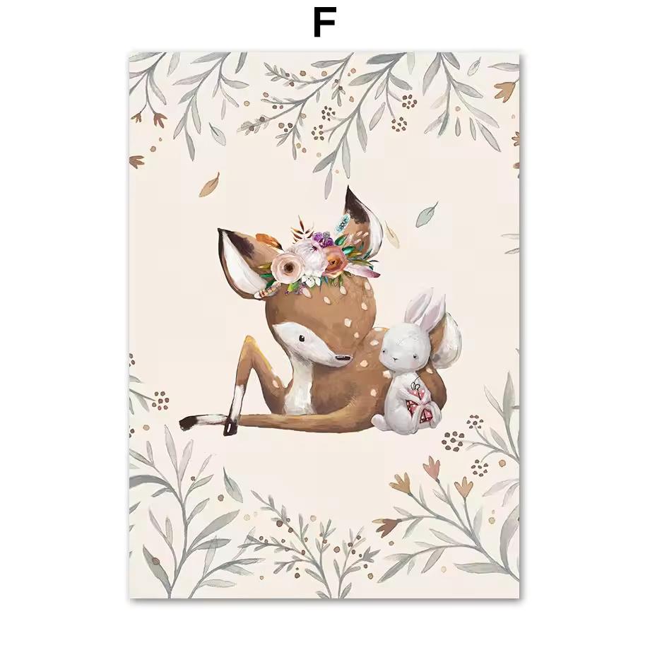 

Олень Кролик Лиса Белка Медведь Животные Детская Холст Живопись Скандинавское Настенное Искусство Постеры и Принты Настенные Картины Декор Детской Комнаты 21cm×30cm NoFrame