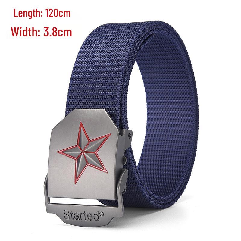 Men's Tactical Canvas & Nylon Woven Belt with Leather Trim - Elastic and High-End Accessory