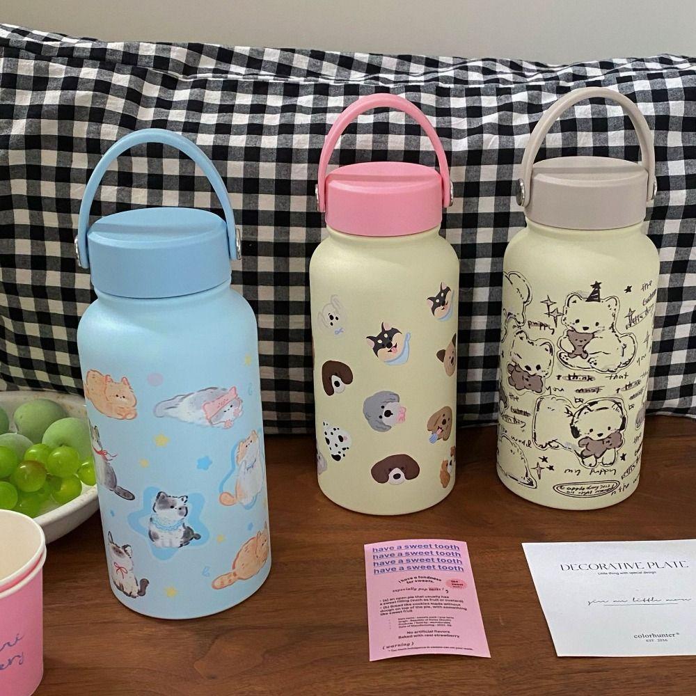 900ml Insulated Water Bottle With Straw Thermal Cup Portable Insulation Cup  Outdoor Activities