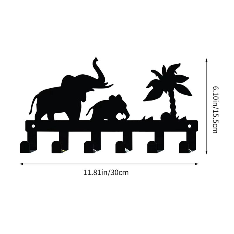 M-Modern-6 Hooks Key Rack For Wall Metal Keys Holder Decorative Wall Mounted Elephant Design Style Key Rack For Wall Key Hanger