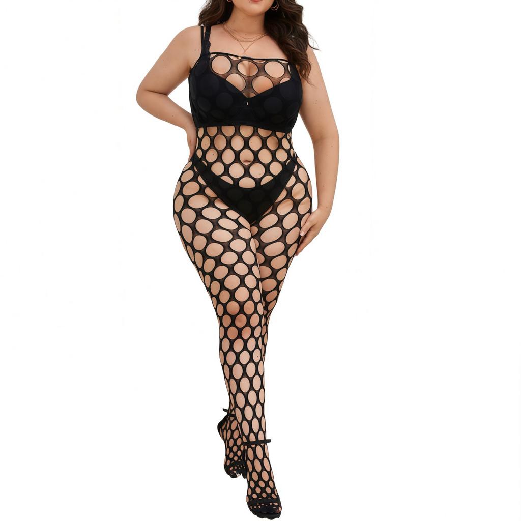 Open Bra Crothless Sexy Fishnet Dress Erotic Lingerie for Women Plus Size Bodystocking Oversized Underwear Costumes 5XL 50KG-100KG
