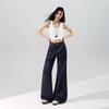 Spring Summer Meteor Full Rhinestone Wrinkle Resistant Four Way Stretch Drape Micro Flare Denim Pants For Women Casual Pants Oversize Denim Trousers