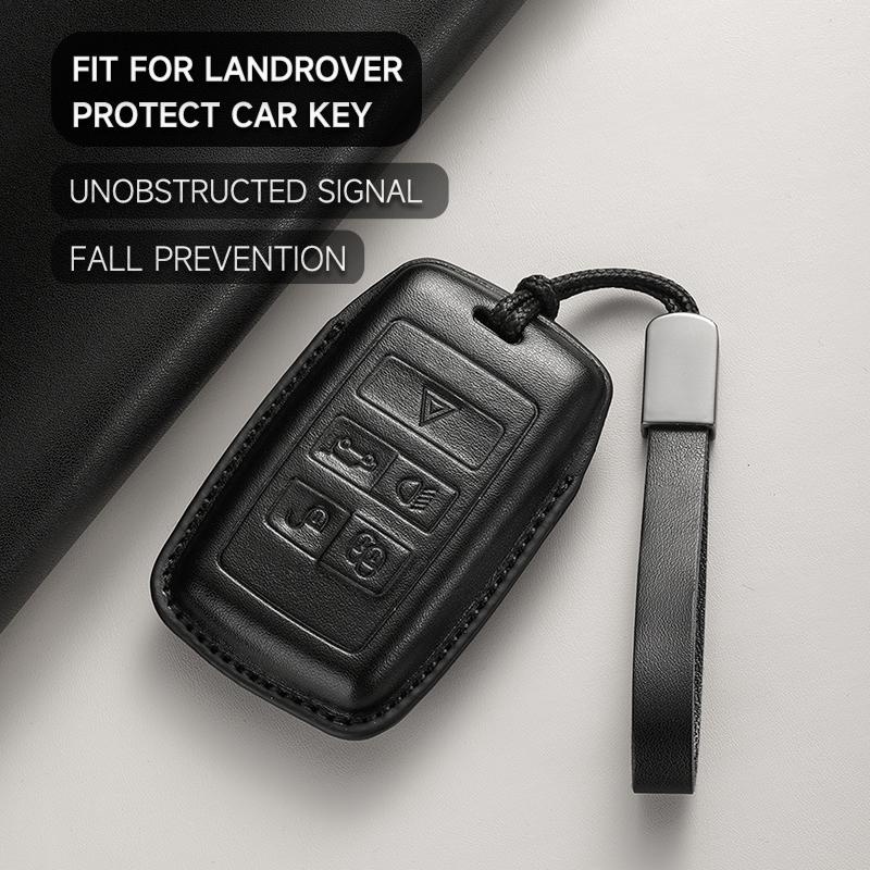 Leather Car Key Cover Case Protection Shell Keychain For Land Rover Range Rover Sport Evoque Freelander Velar Discovery 4 5