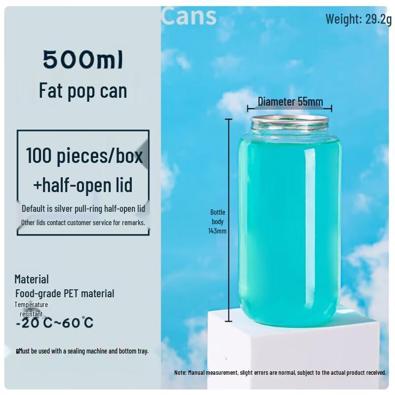 Sunbill 500ml Disposable Plastic Pull-Tab Drink Cans (100-Pack)