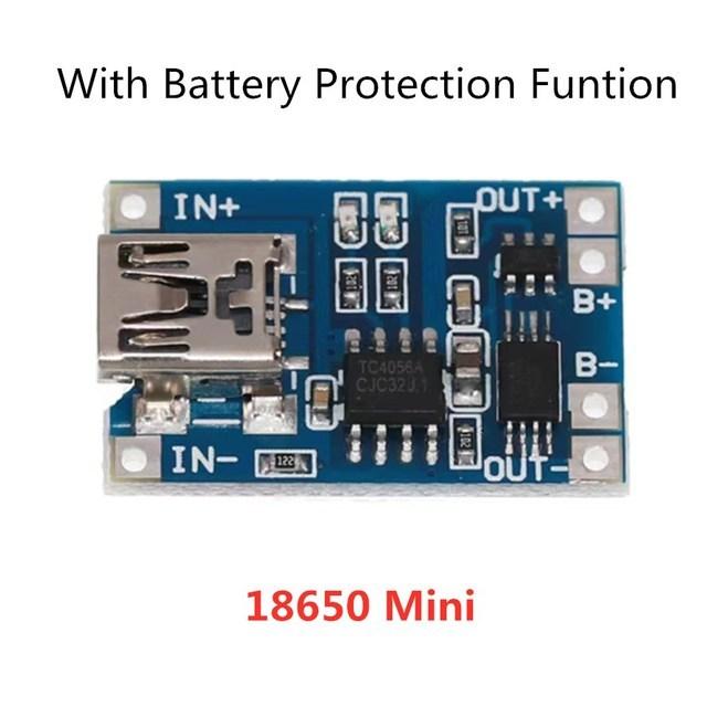2/5PCS 5V 1A Micro/Type-c/Mini 18650 TP4056 Lithium Battery Charger Module Charging Board With Protection Dual Functions Li-ion