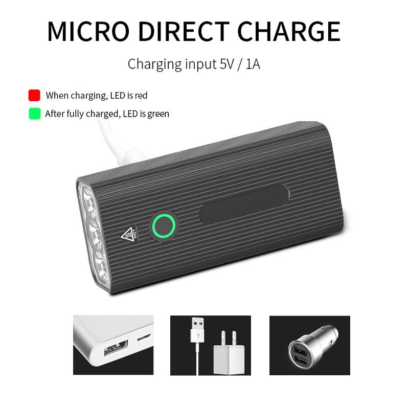 P13 Dual-color Bicycle Front Light Rechargeable Bright Flashlight Cycling Equipment Bicycle Night Riding Accessories for Mountain Bikes