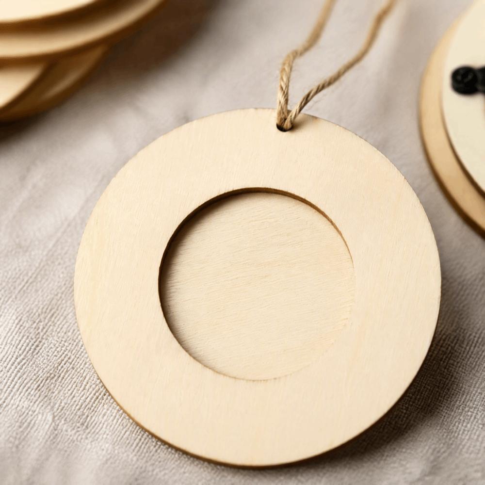 10Pcs Set Wood Mini Photo Frame Hanging Rope DIY Wooden Crafts Picture Holder Christmas Party Decor