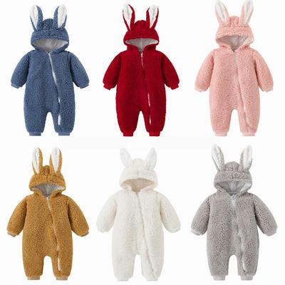 Cozy Baby Bunny Ear Jumpsuit: Warm Newborn Romper for Autumn and Winter