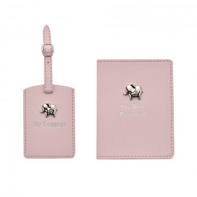 Baby Passport Holder and Luggage Tag Set - Pink