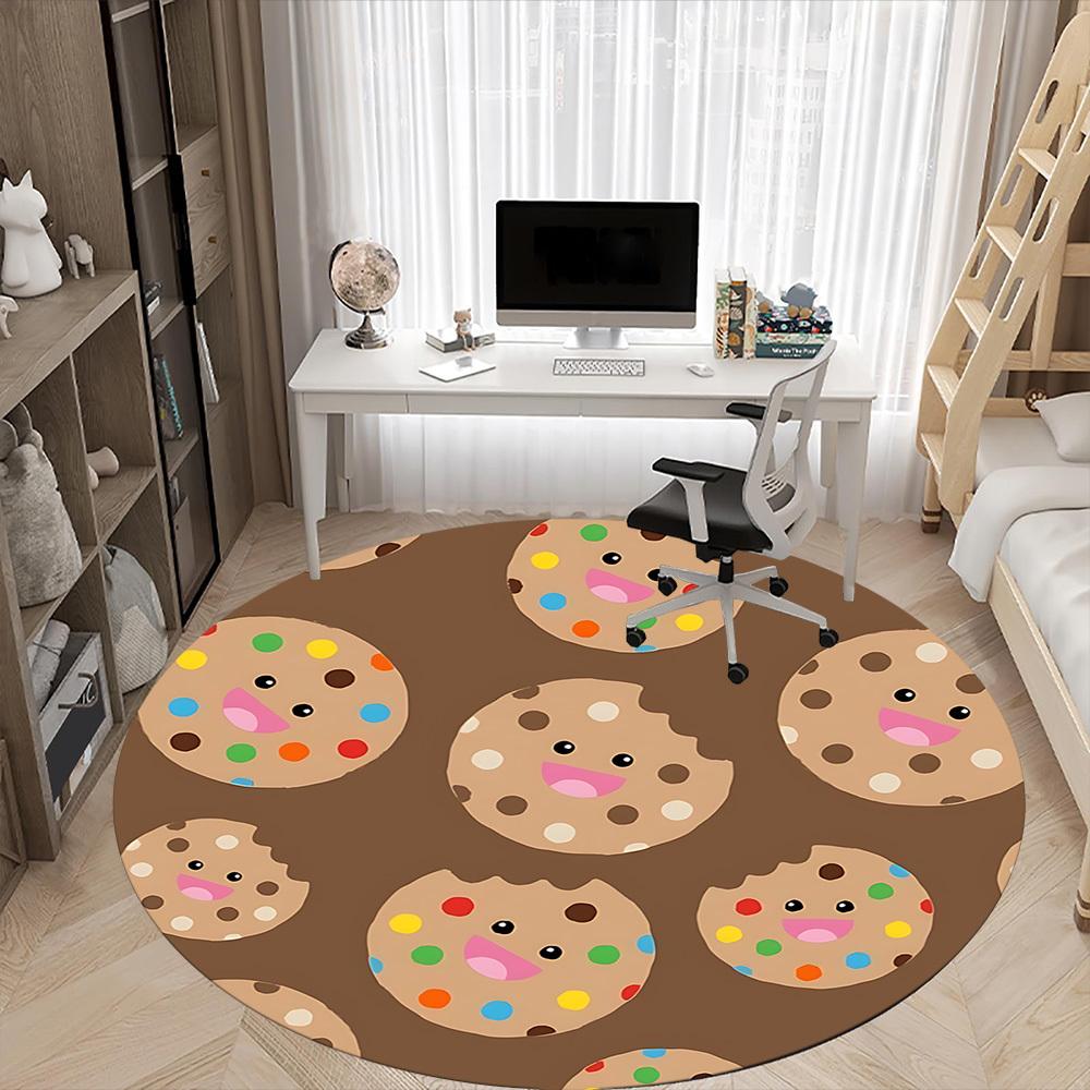 1pc Cookie Circle Office Round Area Rug, Mat Suitable ForOffice, Under Office Chairs Bedroom Living Room Home Decor, Room Deco
