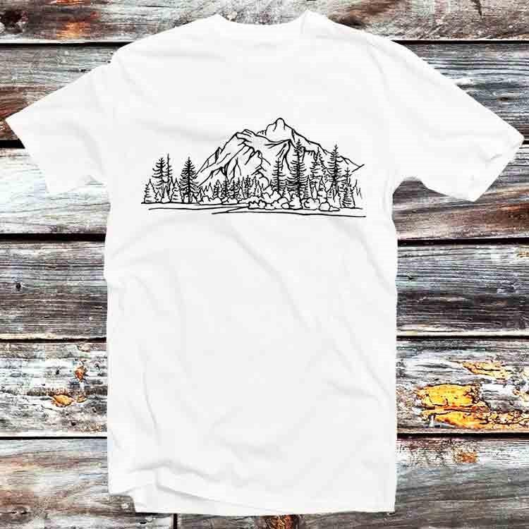 

Mountain Forest Pine Trees Nature Hiking Graphic Tees Sketch T Shirt B838 L
