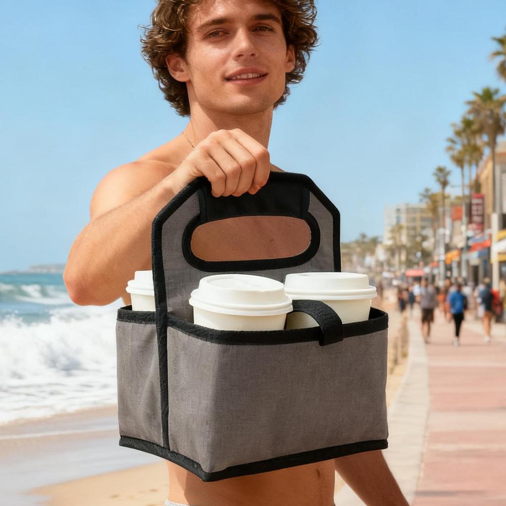 Drink Carrier for Delivery Insulated Foldable Drinking Holder Drink Carrier With Handle for Daily Commuting Outdoor Activities