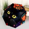 1pc Black Cat Illustration Automatic Folding Umbrella - 8-Rib Iron Frame, Windproof, Portable Sunshade with Plastic Handle for Travel & Outd