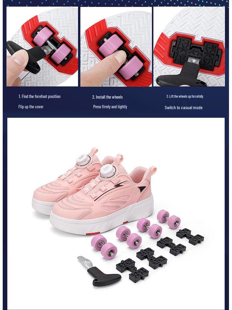 Dingjian 4-Wheel Deformation Roller Skates for Kids - Boys and Girls