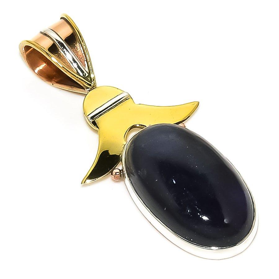 

Natural Sunstone In Lolite Two Tone 925 Solid Sterling Silver Pendant 1.75 R4r06
