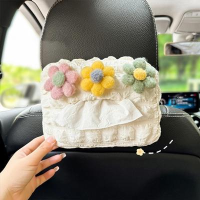 Carino Cartone Animato Peluche Fiori Colorati Porta Fazzoletti per Poggiatesta Auto Portarotolo Carta Organizer da Appendere su Parasole Auto Accessori Auto Stile
