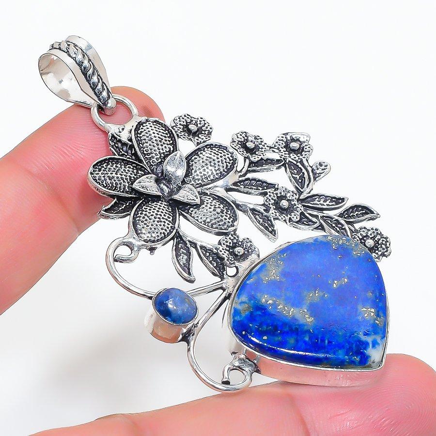 

Подвеска из стерлингового серебра 925 пробы с натуральным лазуритом 2,80 дюйма H7b22