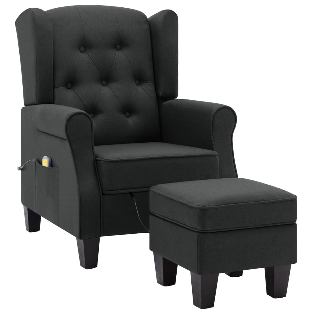 vidaXL Massagesessel mit Hocker Dunkelgrau Stoff