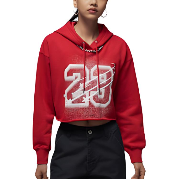 

Jordan Oversized Cropped Hoodie Comfortable College Style Long Sleeve Crop Sweatshirt Women hoodies University-Red HJ0146636 S