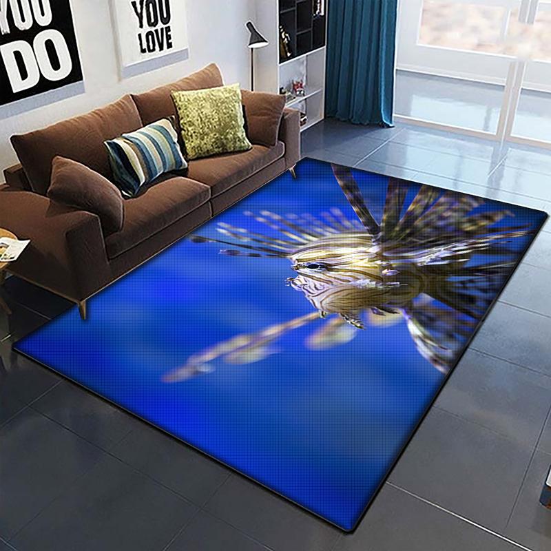Marine Fish Beautiful Painting Carpet for Living Room Large Area Rug Black Soft Carpet Home Decoration Mats Boho Rugs Picnic