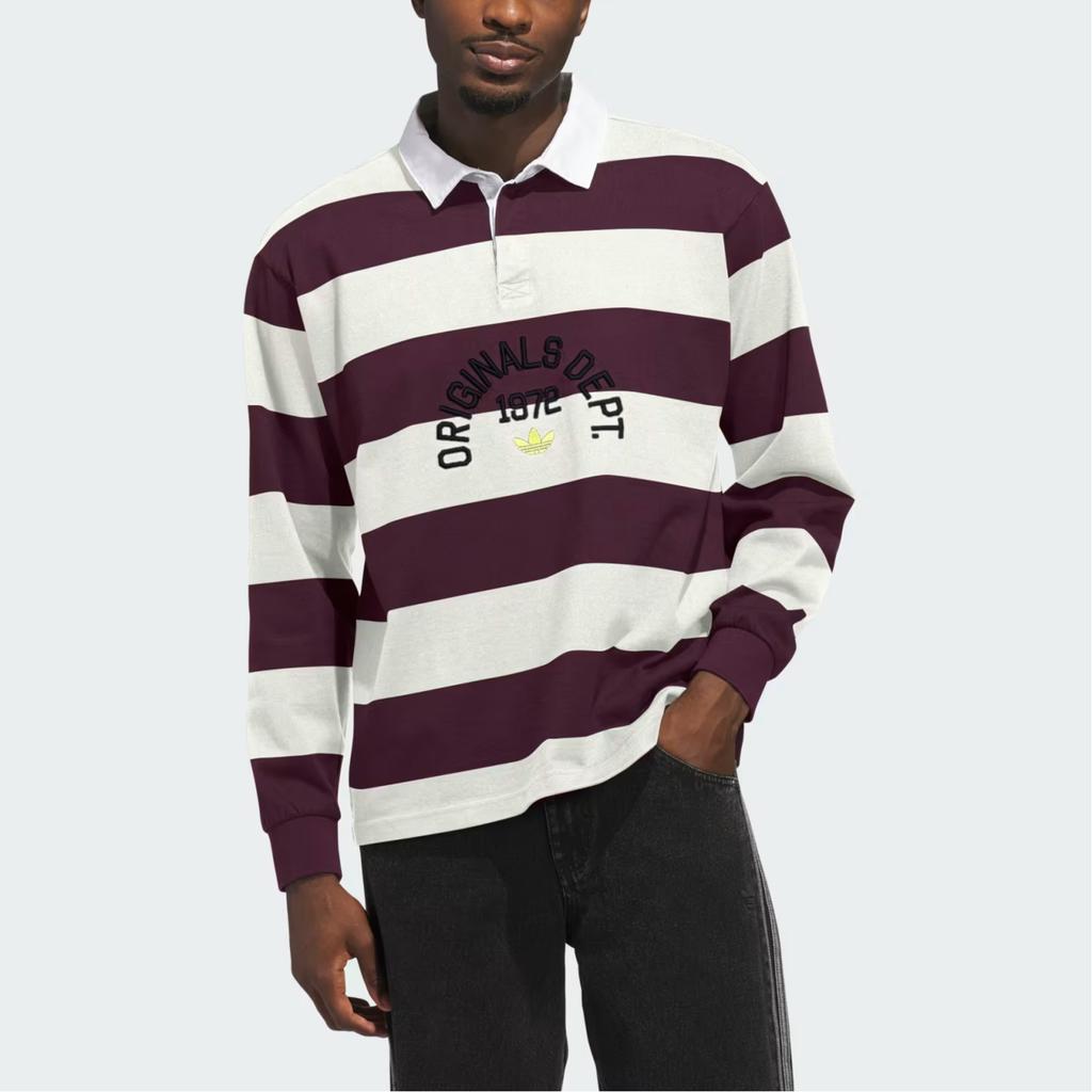 adidas Originals Ss25 Dept. Polo a maniche lunghe a righe casual alla moda vestibilità ampia top da uomo KF1867