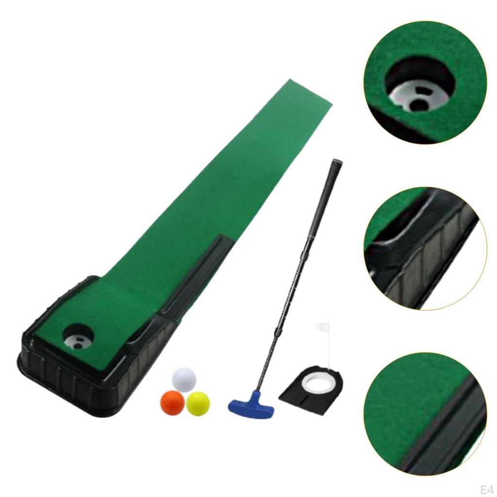 Golfová putting podložka s automatickým vrátením loptičky Zlepšite presnosť a rýchlosť Tréner putteru s 3 loptičkami
