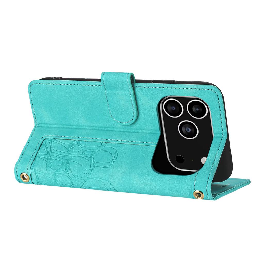 For iPhone 17 Pro Case Tulip Leather Phone Cover with 5 Card Slots Wallet