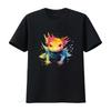 Cool Axolotl On Colorful Painted T Shirt Vintage Designer Clothes Slightly Top For Everyday Wear Versatile Streetwear