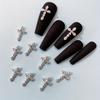 10pcs French Personality 3D Cross Nail Charms with Rhinestone Accents - Bright Silver Design for Women's Acrylic Nails