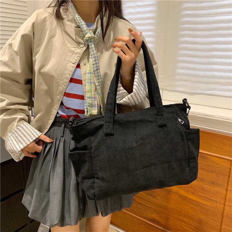 Women's Corduroy Large Capacity Handbag - 2025 Mori Style Retro Versatile Bookbag