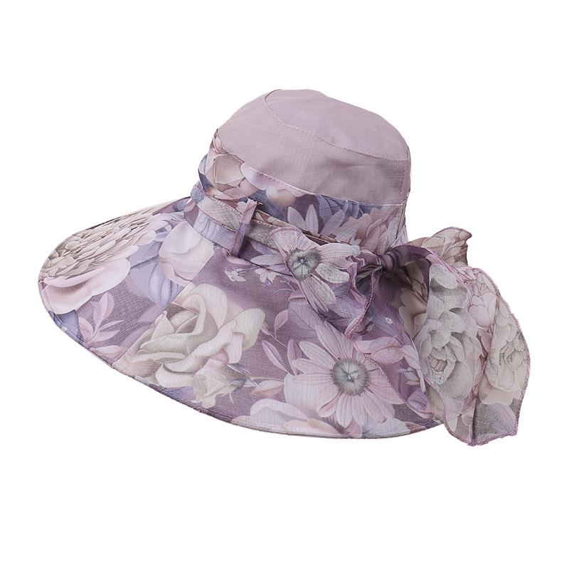 New Hat Women'S Large Brimmed Sunscreen Sun Hat Flower Versatile Look Young Age Reducing Hat Leisure Sunscreen Hat