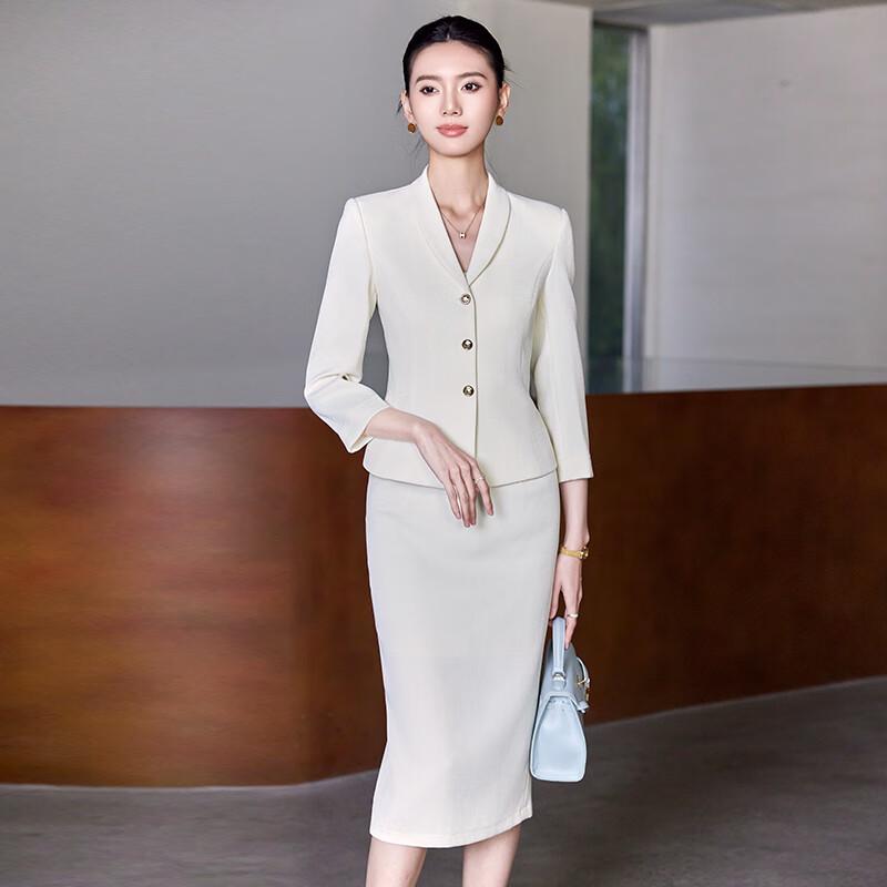 Ensemble tailleur court et jupe style français pour femme