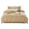 Washable Cartoon Cotton Embroidery Duvet, Bed, and Fitted Sheet Set - Soft, Fluffy Cloud Design for Dormitories.