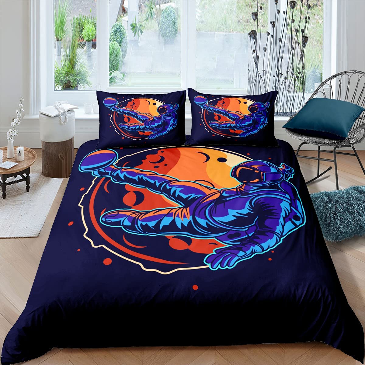 

Cartoon Astronaut Galaxy Full Size Comforter Sets For Boys Girls Kids Bedroom Decor Star Bedding Sets Quilt Set With Pillowcases EU single(135x200cm)