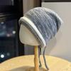 New Style Double Rolled Edge Face-showing Small Pile Hat for Women Korean Style Colorful Fashionable Warm Woolen Hat Big Head Circumference Cold Hat