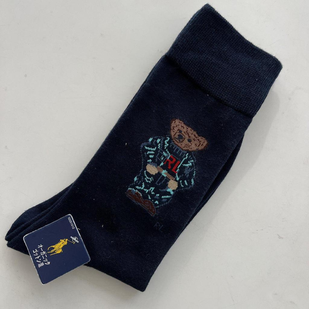 Trendy Mid-Calf Women's Cotton Socks - Four Seasons Style with Cartoon Little Bear Design