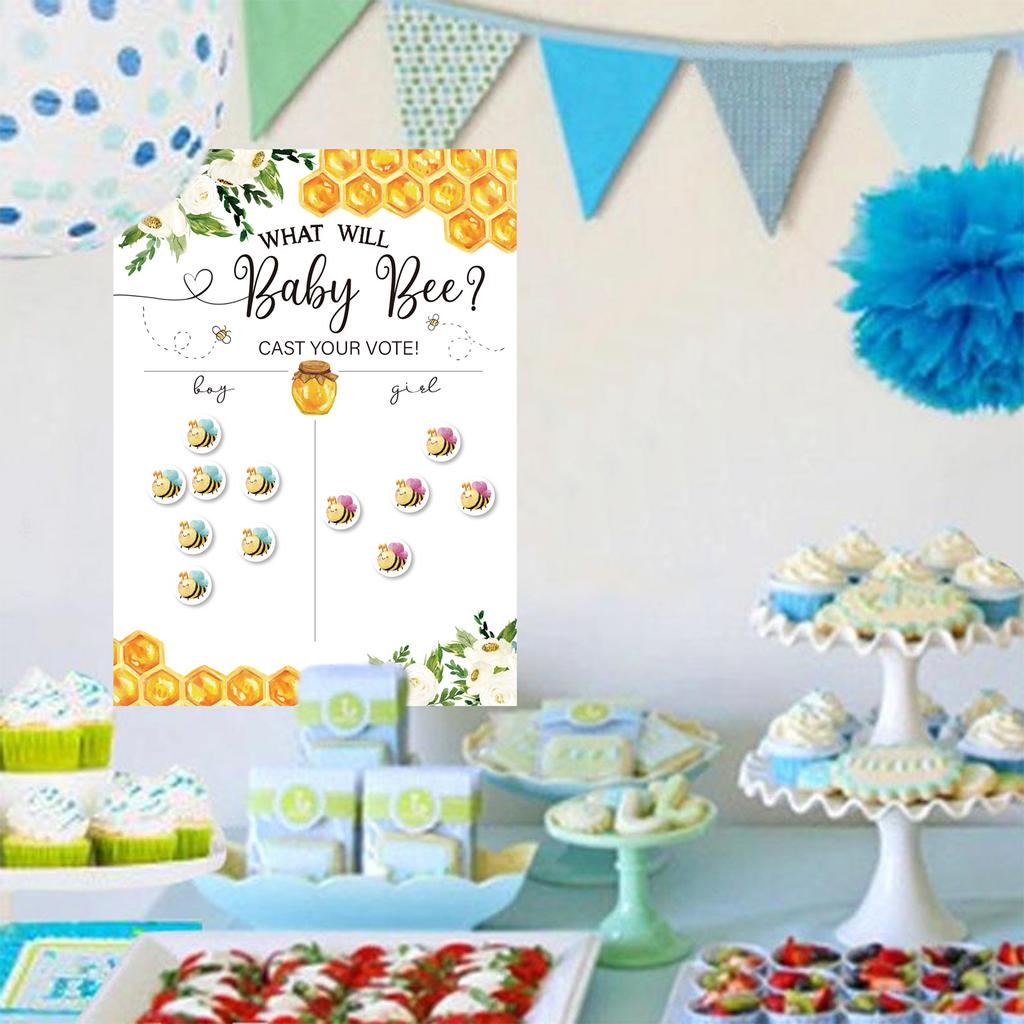 Gender Announcement Party Decorations Baby Shower Voting Poster and Stickers Boy or Girl Gender Predictions Kits