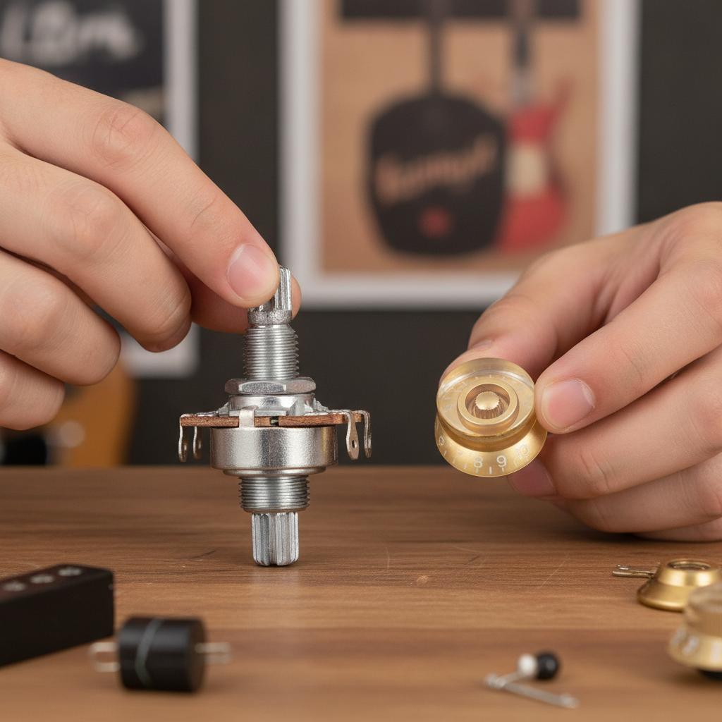 A250K B250K Long Split Shaft Audio Taper Low Friction Guitar Potentiometers Volume Knob Cap