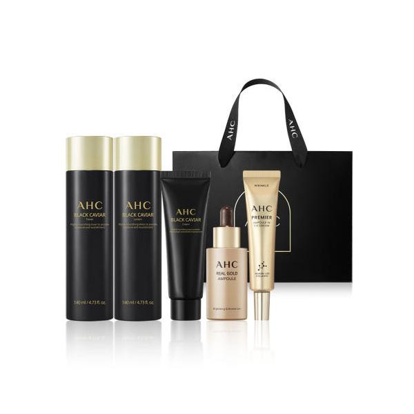 

Специальный набор для ухода за кожей AHC Black Caviar (тонер + лосьон + крем + ампула + крем для кожи вокруг глаз) #Synergy Set x 1set