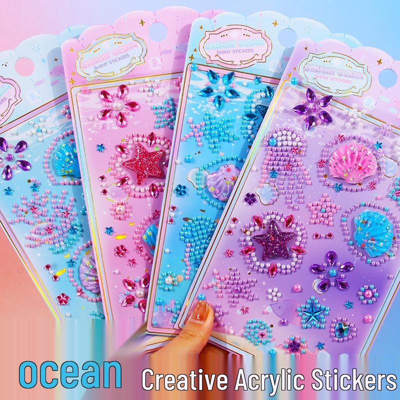 Kids' Creative Wiggle Stickers for Phone Cases - Acrylic Gem & Diamond Decorations for Girls