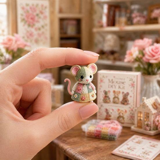 Kit per Artigianato con Perline 3D, Set per Creare Arte con Perline Fatto a Mano DIY, Mucche Carine, Uccelli, Funghi Kit di Perline per Principianti, Appassionati di Artigianato,