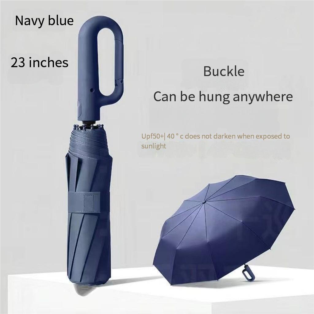 125Cm Ring Buckle Umbrella Fully Automatic Folding Umbrella Men'S Sunny And Rain Dual-Purpose Vinyl Sun Protection Umbrella Whol