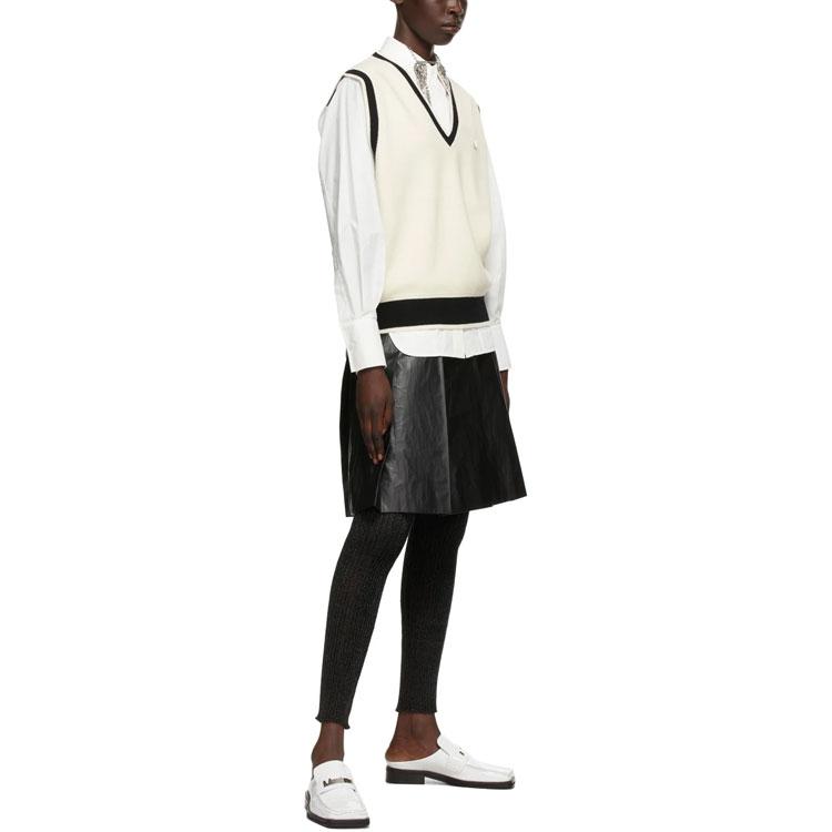 WE11DONE Logo Metal Detail Knit Vest Ivory Unisex Outerwear Cream WD-KV1-21-612-U-IV