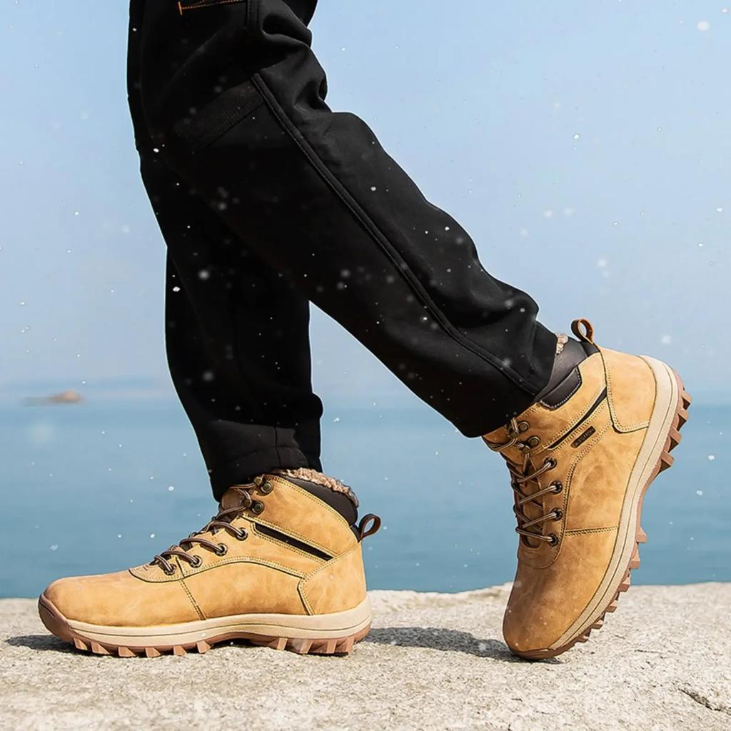 Men's Snow Boots Winter Outdoor Hiking Shoes PU Leather  Warm Waterproof Non-Slip Cotton Shoes hiking  trekking  zapatos
