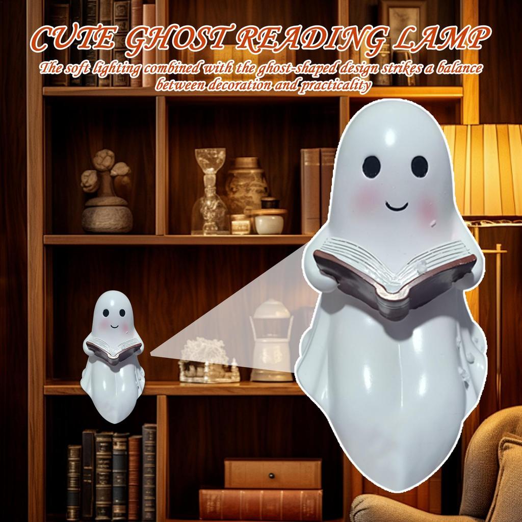 Halloween Ghost Lamp LED Night Light Cute Reading Ghost Ornament for Bedroom Desk Hoilday Home Party Decorations Halloween Gifts