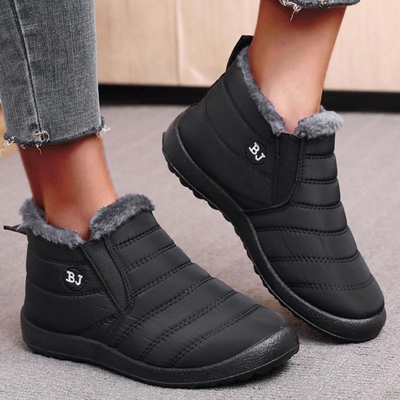 Fashion 2024 Winter Sneakers Shoes Waterproof Women Ankle Shoes For Women Solid Chunky Sneakers Thick Fur Black Mujer Shoes Woman