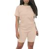 Women's 2 Piece Casual Sports Solid Color Suit Short Sleeve Top And Pants Set