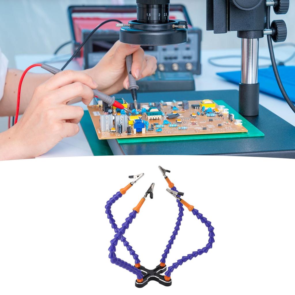 Soldering Helping Hands 4 Flexible Arms Aluminum Alloy Base Third Hand Tools with 4pcs Clips for Assembly Repair Modeling Jewelry Making