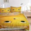 Yellow Cartoon Character Face Print 3Pcs Bedding Set,Duvet Cover with 2 Bedro,Pillowcase Home Birthday Gift